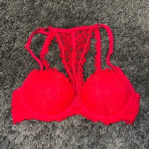 Red bra with lace